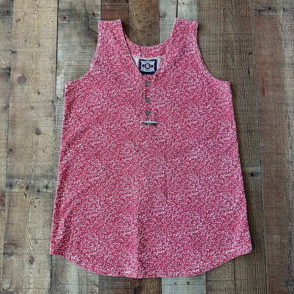 Gimmie Womens Vintage Pink and White Floral Tank Top with Button Detail -M - Picture 1 of 7